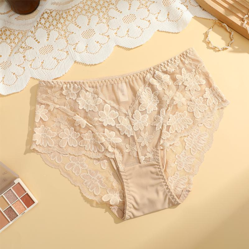 1pcs Women's High Waisted Plus Size Lace Underwear, Fashionable, Breathable, Soft and Comfortable Women's Underwear, 6 Colors To Choose From