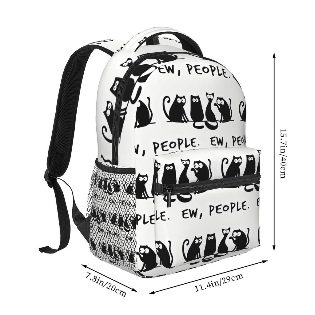 Funny EW People Cat Printed Student Backpack School Bag Hiking Travel Daypack for Boys Girls Fashion Bookbag Shoulder Bags