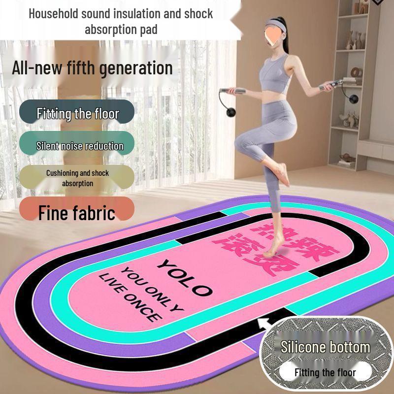 Shock Absorption Yoga & Jump Rope Mat - Thick, Wide, Non-Slip, Soundproof for Home Fitness