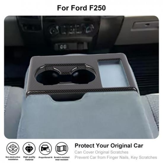 Carbon Fiber Center Cup Holder Panel Cover Trim For Ford F250350450550 15-20