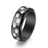 Titanstahl Drehbarer Hundepfotenring für Herren Punk Gothic Verstellbar 8MM Breite Band Einzigartiger Mechanischer Schmuck Geschenk für Ihn