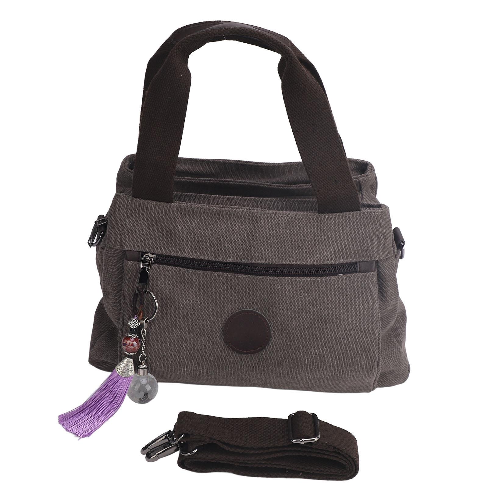 

Vintage Canvas Bag Large Capacity Casual Multi Compartment Canvas Handbag for Women сірий