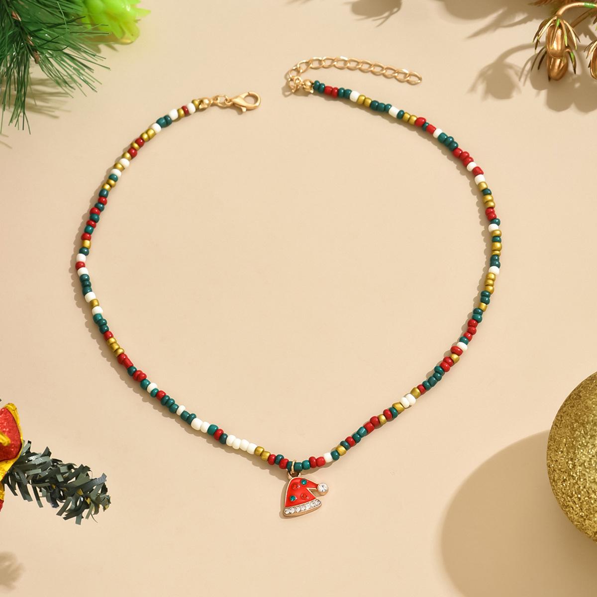 

Colorful Beaded Santa Wreath Christmas Tree Necklace – Festive Holiday Jewelry