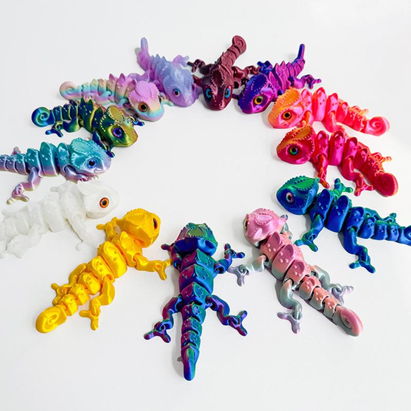 3D Printing Chameleon Ornaments Multi-joint Movable Simulation Dragon Color Cartoon Dragon Home Decoration Kids Cool Gifts