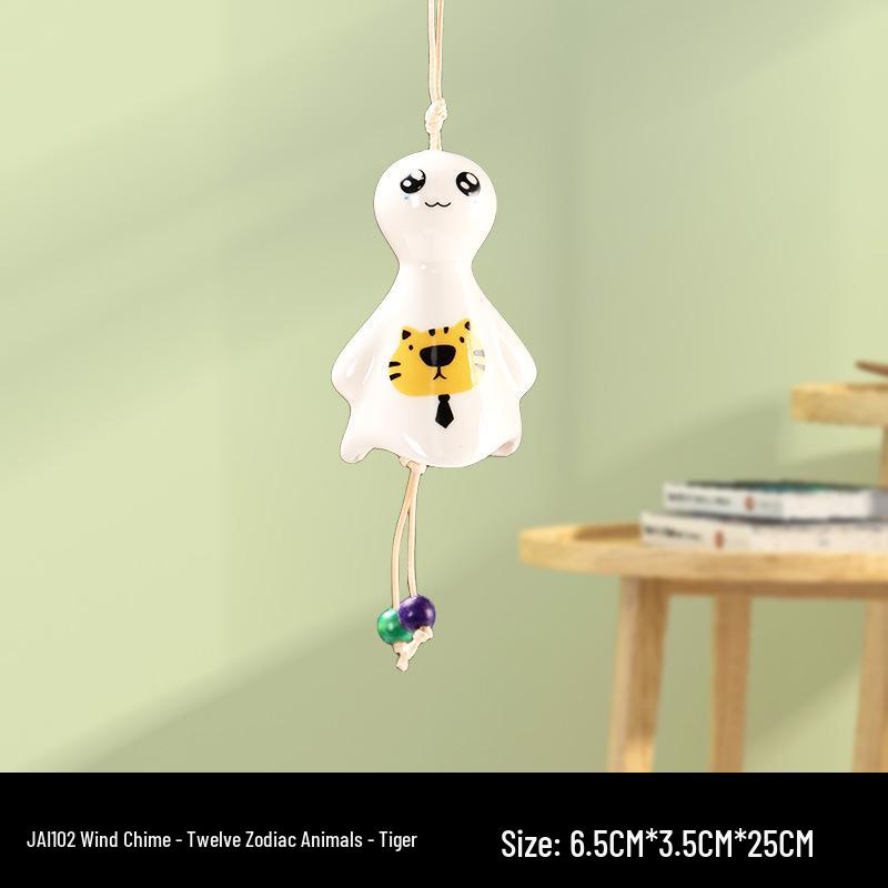 Totoro Ceramic Wind Chime Ornament - Cute Japanese Wall Decor for Girls' Bedroom
