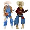 Spooky Skeleton Banjo Halloween Decoration With Vibrant Red And Yellow Plaid Design For Home Party Supplies Durable Plastic Construction