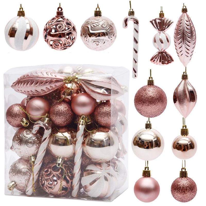 40pcs Durable Christmas Tree Balls Decoration Set Plastic Christmas Baubles Ornaments In Various Colors Ornaments