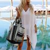 Summer Women Boho Transparent Beach Dress Bikini Cover Up Tassel Chiffon Hooded Sundress Cover-up