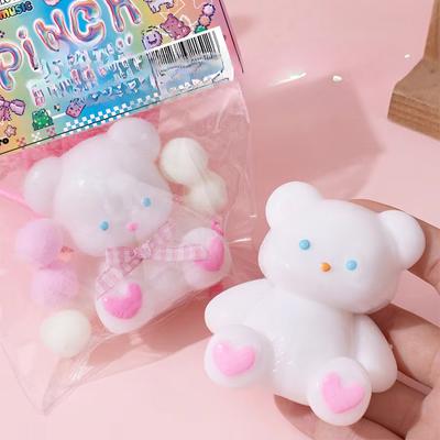 Cartoon  Bears Squeeze Fingertip Toys  TPR Cute Animal Squeezing Toy Adult Kids Stress Relief Soft 3D Sensory Toy