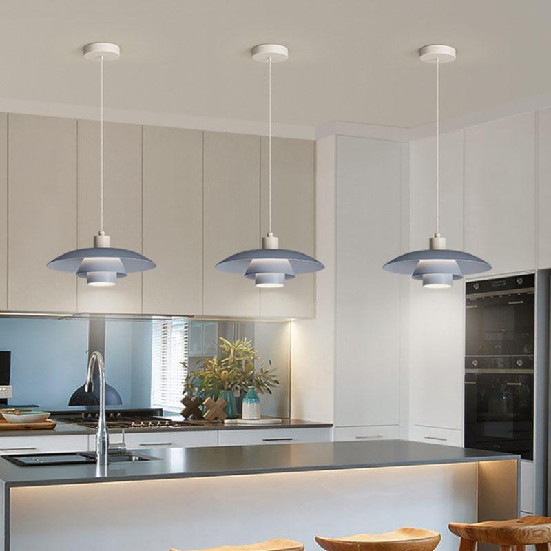 Nowoczesny żyrandol z żelaza, ściemniany w trzech kolorach, lampa wisząca nad stół jadalny, dekoracja LED do salonu, styl duński, światło UFO, nordycki