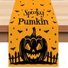 1pc Orenge Halloween Table Runner with Pumpkin Bat Pattern Dustproof Durable Tablecloth for Halloween Themed Party Decoration