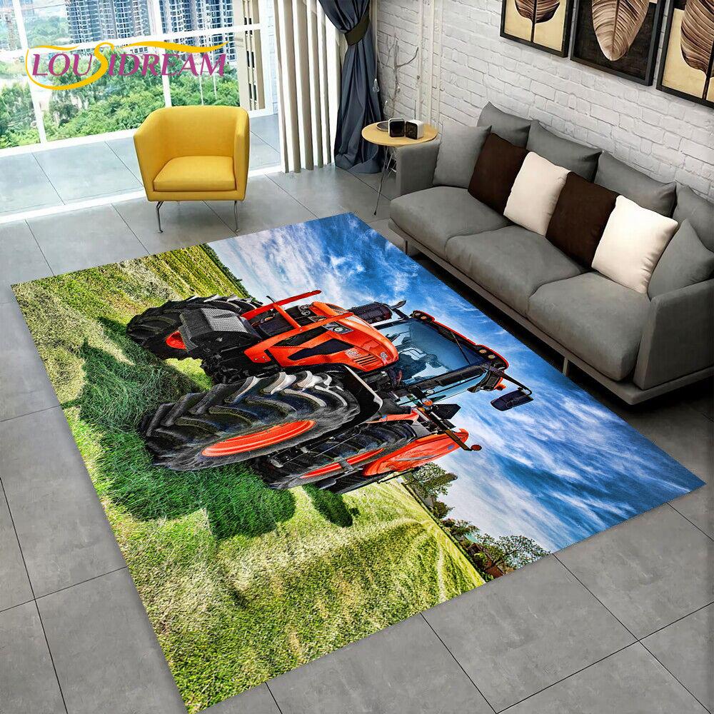 Truck Car Tractor Series Pattern Area Rug,Carpet Rug for Home Living Room Bedroom Sofa Doormat Decor,kids Non-slip Floor Mat 3D