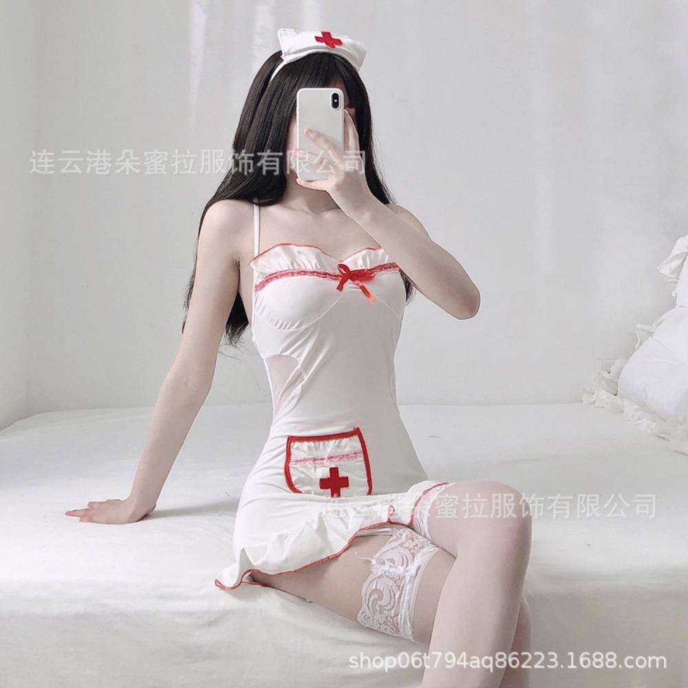 Domila Sexy Lingerie Women's Suit Pajamas Temptation Qqny Wholesale White Nurse Uniform One Piece Hair
