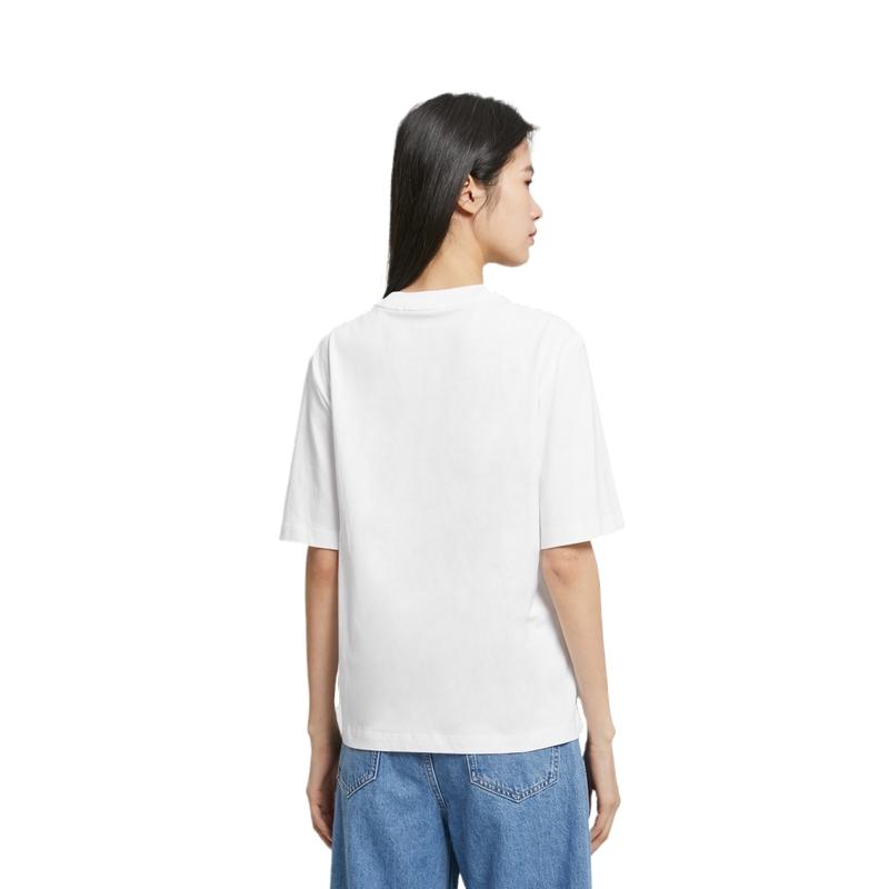 Calvin Klein Solid Color Logo Crew Neck T-Shirt Women Tops White J218869-YAF