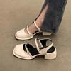 Women's 2025 Summer Square-Toe Mary Jane Sandals: Closed-Toe, Mid-Heel, Non-Slip, Versatile, Trendy.