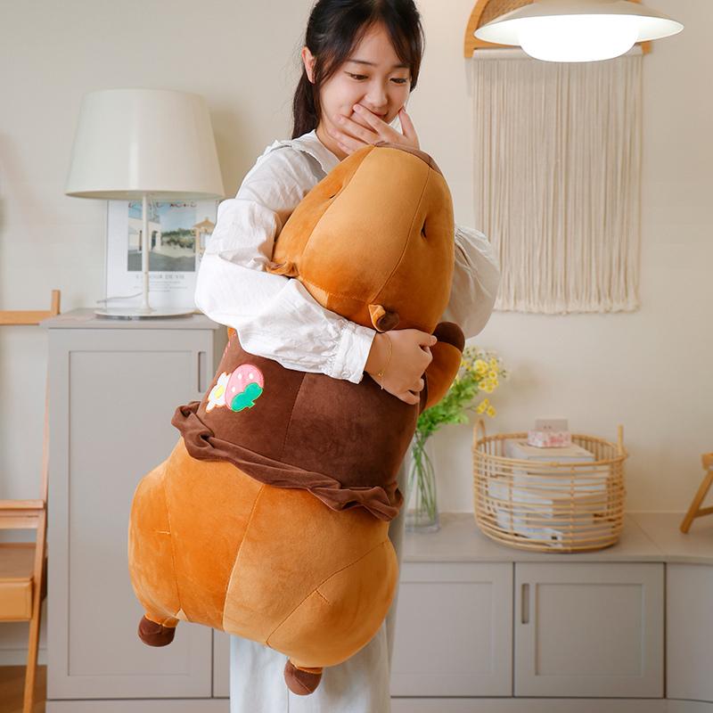 55-95 cm Cartoon Riesiges langes Capybara-Plüschpuppenkissen Hochwertiges weiches Kapuzen-Capybara-Plüschtier Wohnkultur Beschwichtigungspuppe