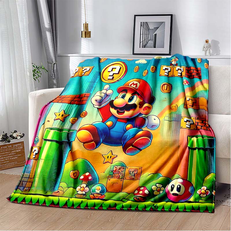 Super Mario game blanket, warm and comfortable flannel blanket, suitable for bedrooms, sofas, beds, chairs