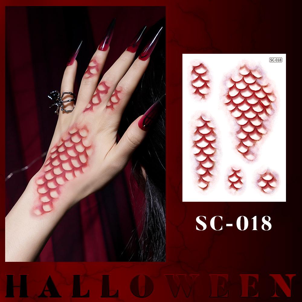 Waterproof Halloween Tattoo Stickers: Realistic Scars, Veins, and Cracks for Face and Arms