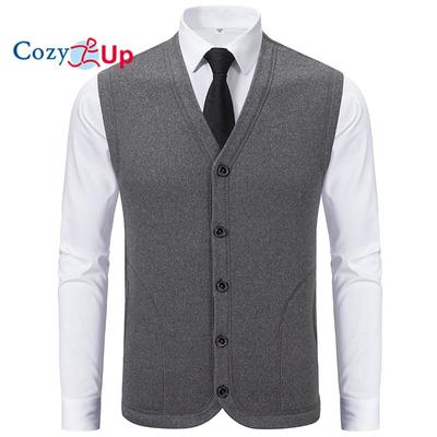 Chaleco tipo cárdigan sin mangas con cuello en V y botones para hombre Cozy Up