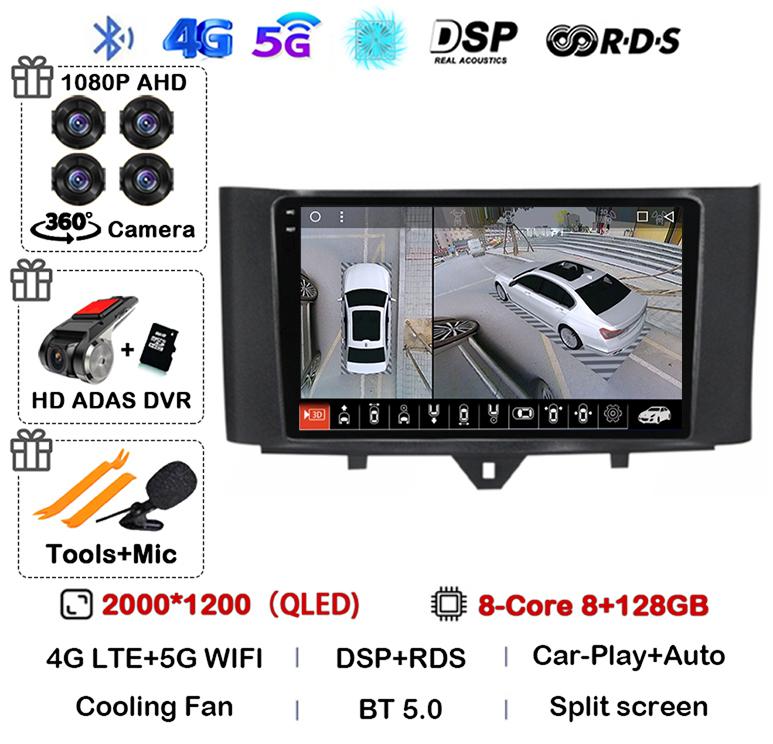 Android 14 Carplay Car Radio For Mercedes Benz Smart Fortwo 2006 -2011 2012 2013 2014 2015 Multimedia Video Player GPS Stereo 4G