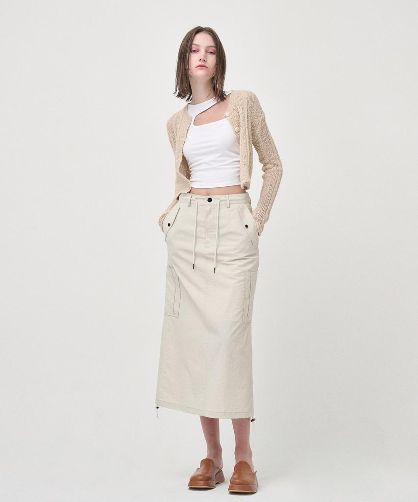 Etmont String Long Cargo Skirt, Cream