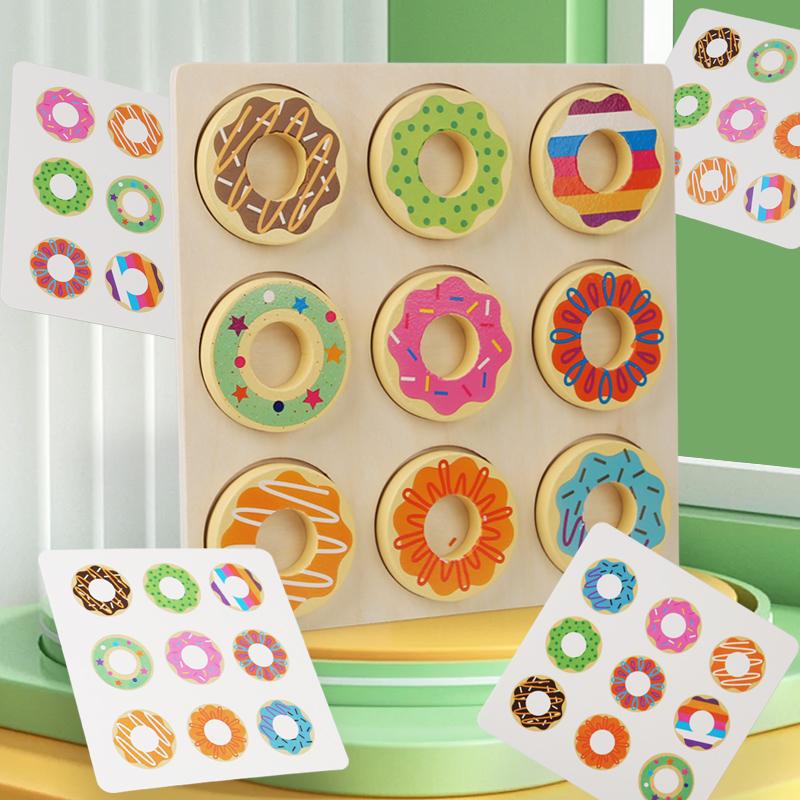 Wooden Doughnut Colors Pairing Toys Montessori Early Education Puzzle Color Matching Game Kindergarten Game Teaching Aids