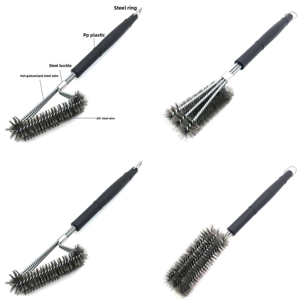 Stainless Steel Bbq Brush With Three Heads For Grill Cleaning And Maintenance