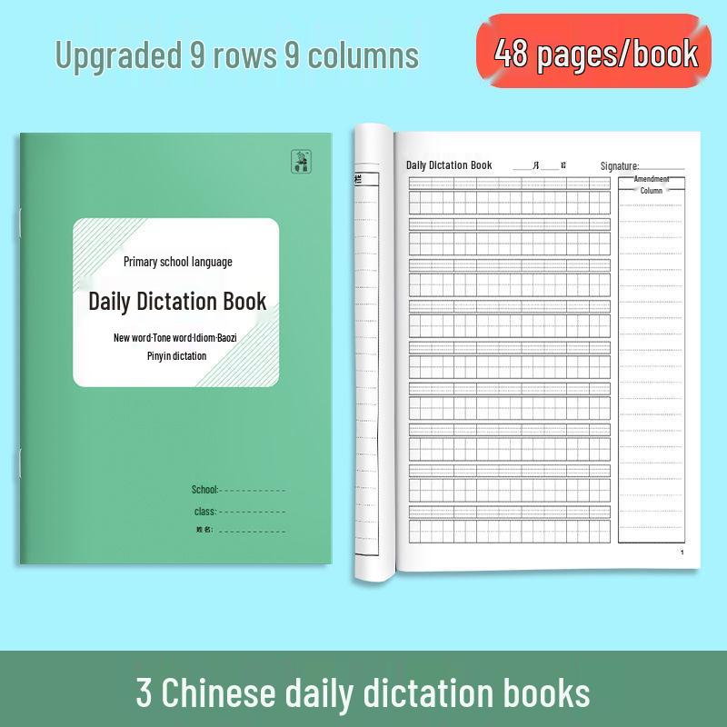 Tägliches Diktatheft für Grundschüler: Tian Zi Ge, Chinesische & Englische Wortübung, Neue Wörter & Wendungen