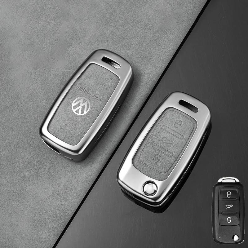 Für VW Leder Auto Fernbedienung Schlüsselhülle Schale Tasche Für Volkswagen VW Polo Tiguan Golf Jetta Käfer Eos Scirocco Up Transporter