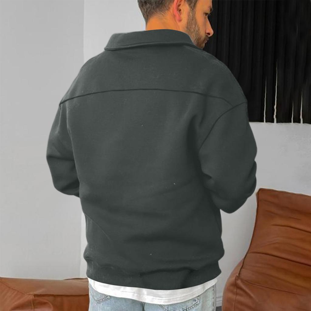 Herre Casual Løstsittende Skjorte med Krage og Lange Ermer