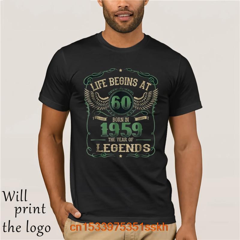 Summer Brand Clothing Mens Life Begins At 60 Vintage Born In Quality 1959 Shirt