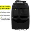 Black Car Seat Back Organizer with Multiple Pockets and Hooks