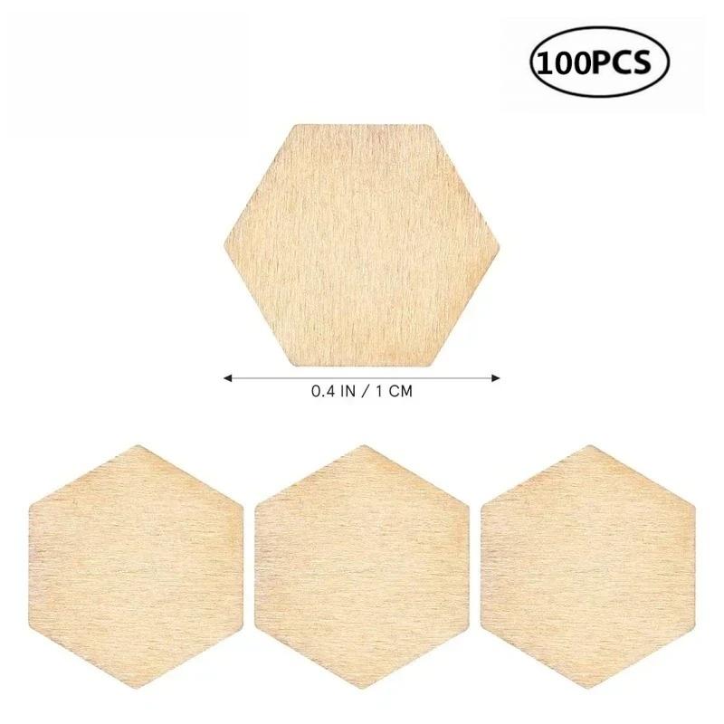 

10-120mm Wooden Hexagon Blank Slices Unfinished Wood Discs Hanging Embellishments Art Crafts for DIY Crafting Wedding Christmas