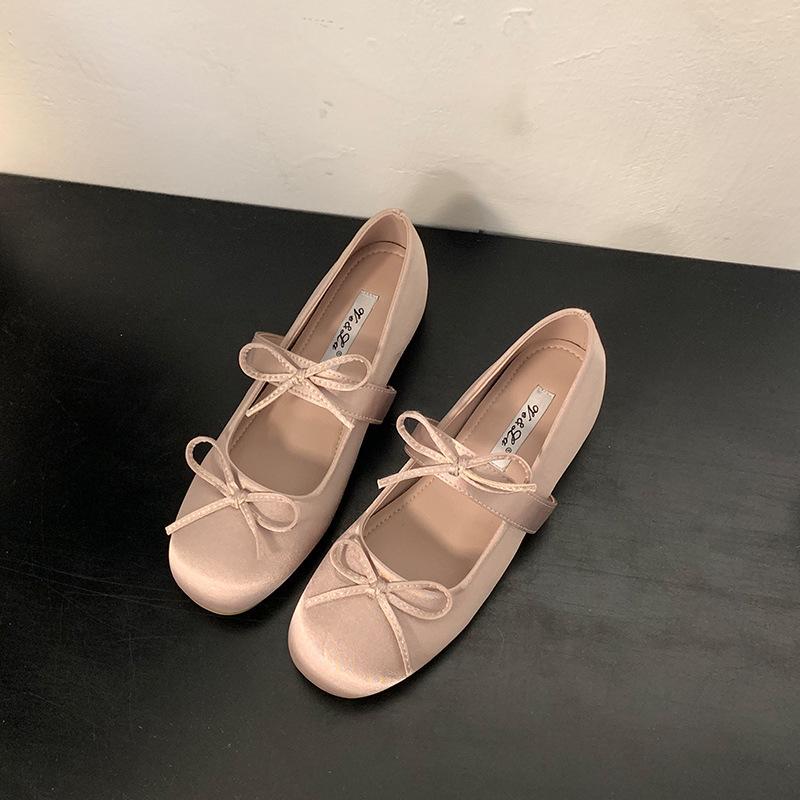 

Версия с внутренней платформой~ Балетки 2025 года, круглый носок, бант, Мэри Джейн, темпераментные вечерние туфли-лодочки для женщин 39