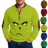 Christmas Men's Outdoor Zipper Long Sleeved Casual Top Sweatshirt