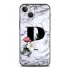 Letters Flower English Marble Phone Case For iPhone 17 16 15 Pro Max 11 12 13 14 7 8 Plus SE 2020 X XR XS Cover Soft Black