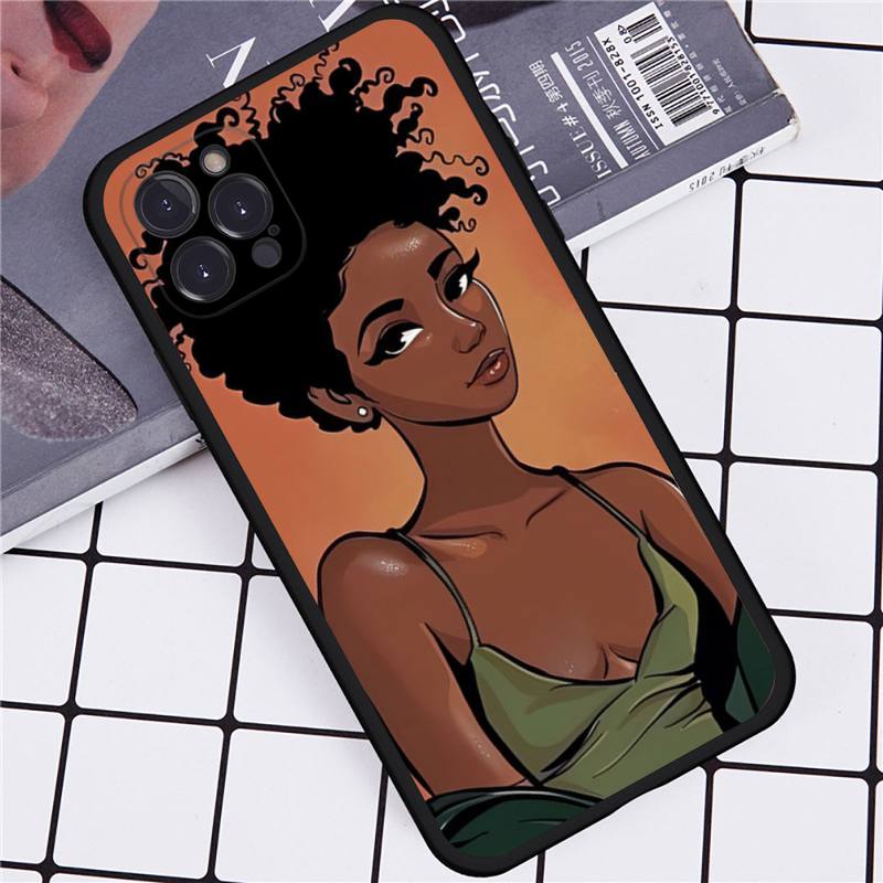 Afro Girls Art Phone Case For iPhone 14 11 12 13 Mini Pro Max 8 7 6 6S Plus X SE 2020 XR XS Funda Case