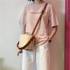 South Korea Dongdaemun new ins summer new canvas leather bucket bag contrasting small bag shoulder messenger women's bag