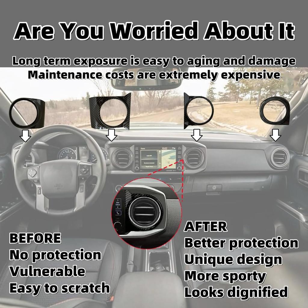 Car Inner Central Console Air Conditioning Vent Rings Frame Cover Trim Car Accessories Fit for Toyota Tacoma 2016 2017 2018 2019 2020 2021 2022