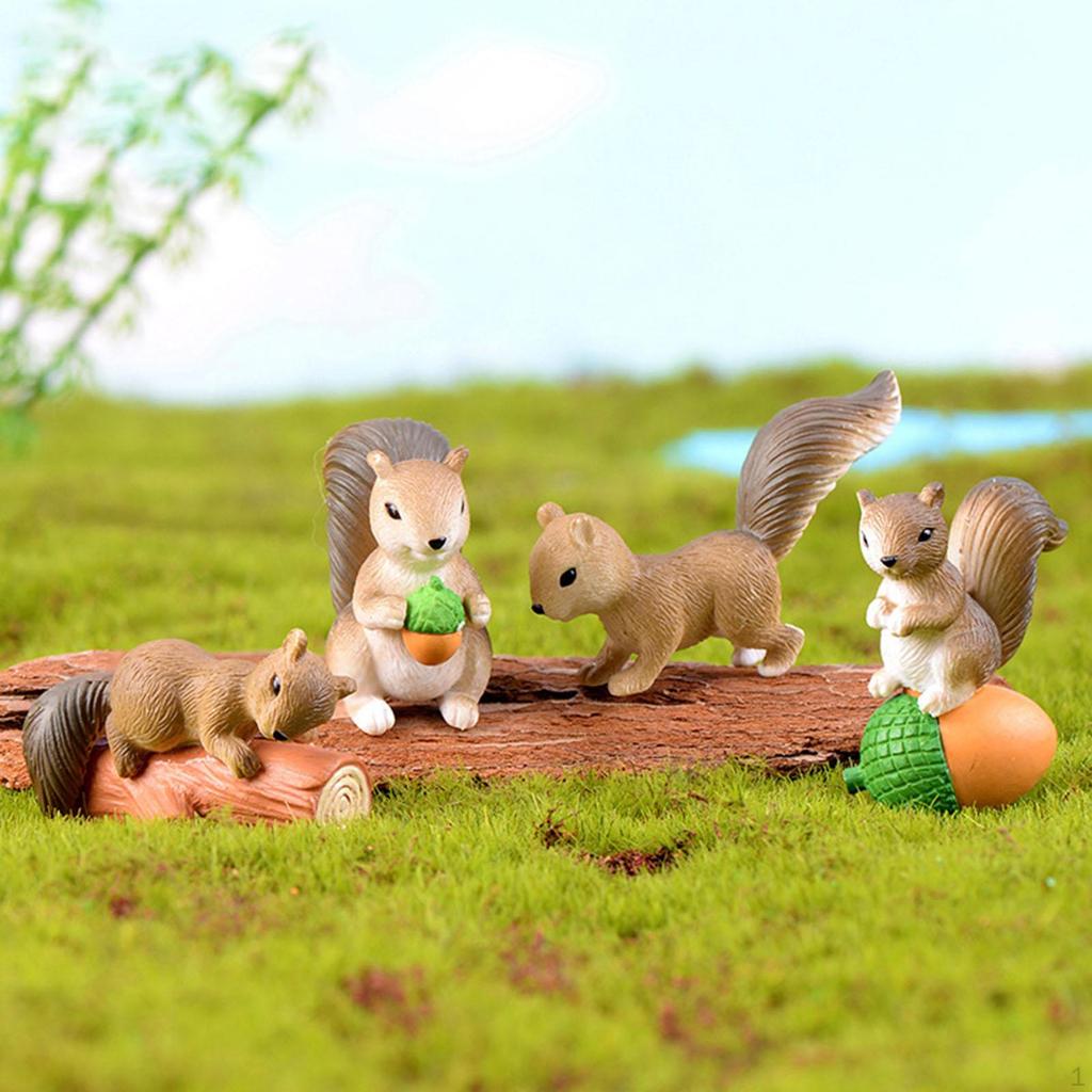 Mini Eichhörnchen Tier Figuren Miniatur Garten Statue Nette Handwerk Fee Zubehör