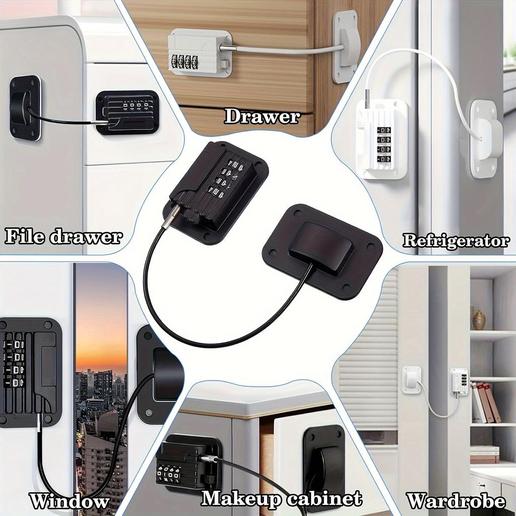 1set Password Refrigerator Fridge Freezer Door Lock, No Tools Need Or Drill, For Kitchen Refrigerator, Cabinets, Drawers, Closets, Windows, Doors