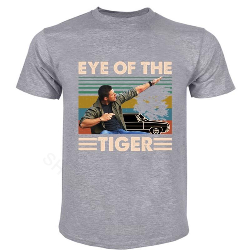 Dean Winchester Supernatural Eye Of The Tiger Vintage Retro Cotton Tshirt Men O-neck Casual TeeShirt Summer Tshirt Drop Shipping