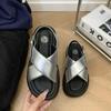 Silver platform casual word with sandals women's 2025 summer new fashion Internet celebrity viral trends Roman shoes