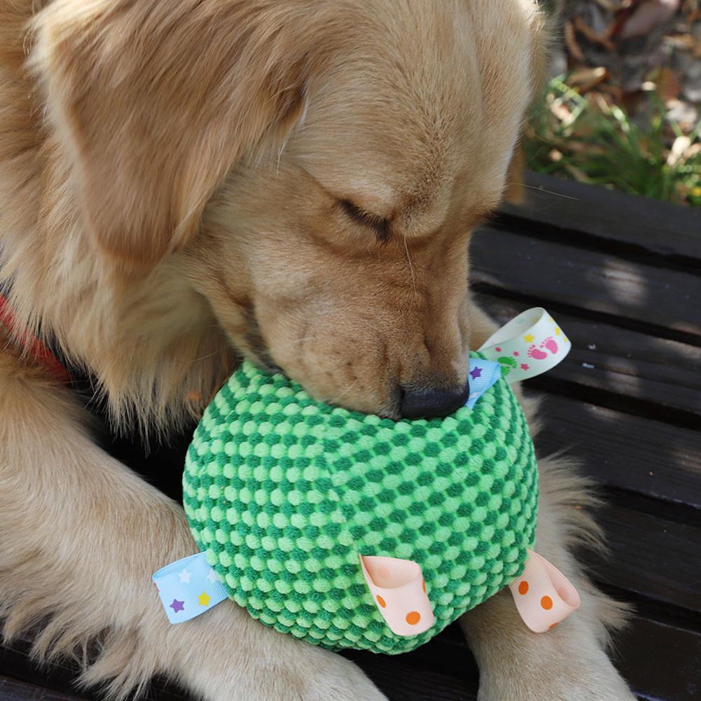 Interaktives Hundespielzeug mit Ball für aggressives Kauen, Training zum Entspannen, bissfestes Hundespielzeug mit Plüschgriff und Glöckchen, Heimtierbedarf