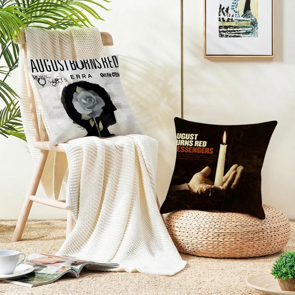 Metal AAugust Burns RedS Cushion Cover Breathable and skinfriendly linen pillowcase square removable and washable cushion
