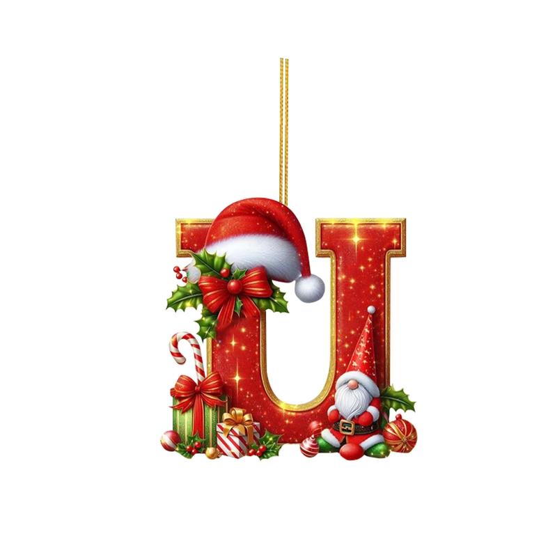 Christmas 26 Letters Ornament Flat Hanging Pendant Personalized Holiday Festive Tree Decor Gift For Christmas Party Ornament