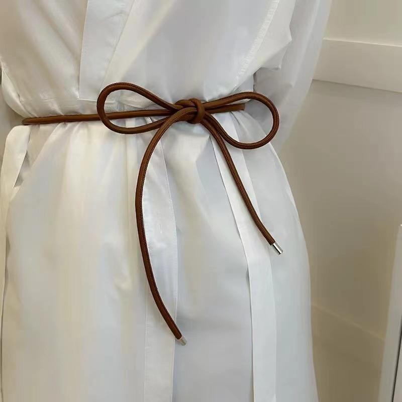Fashion Leather Thin Belts Women Dress Coat Shirt Decor Rope Belt Solid Color Lanyard For Waist Simple Long Belt Cord Wholesale