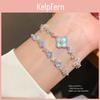 Modern Minimalist Silver Blue Zircon Flower Bracelet For Women Gift
