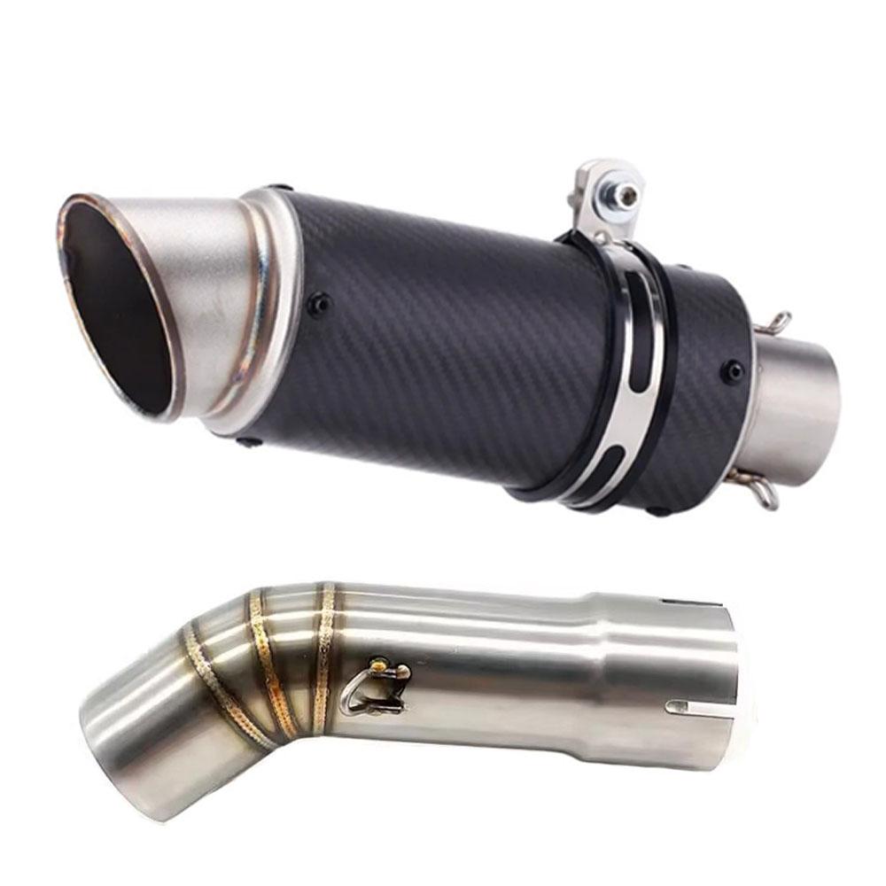 Black / Silvery / Carbon / Blue Exhaust Pipe With Motorcycle Muffler Mid Link Pipe For Yamaha FZ-8 Fazer 800 FZ8 / S / N 10-15