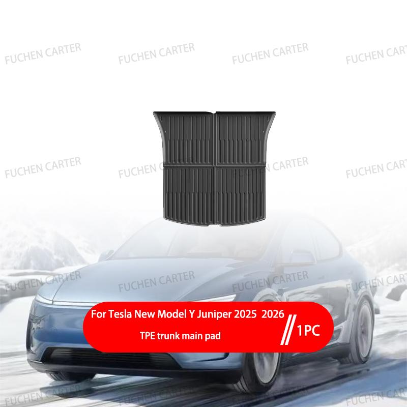 For Tesla New ModelY Juniper2025 2026 TPE metal pedal foot pad Waterproof Luggage Mat Wear-resistant Foot Pads ModelY Trunk Mats